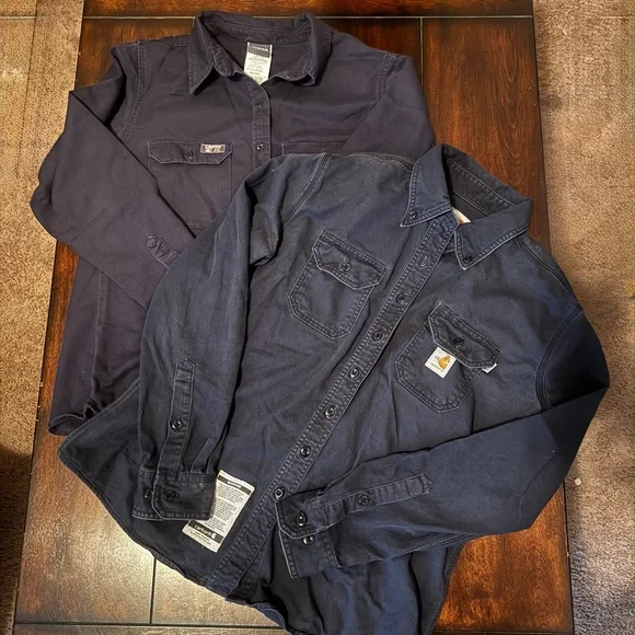 Carhartt & Lapco Men's FR Navy Work Shirts: 2 Medium - Picture 1 of 13